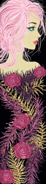 Free mermaid bookmark featuring a floral design on a black mermaid